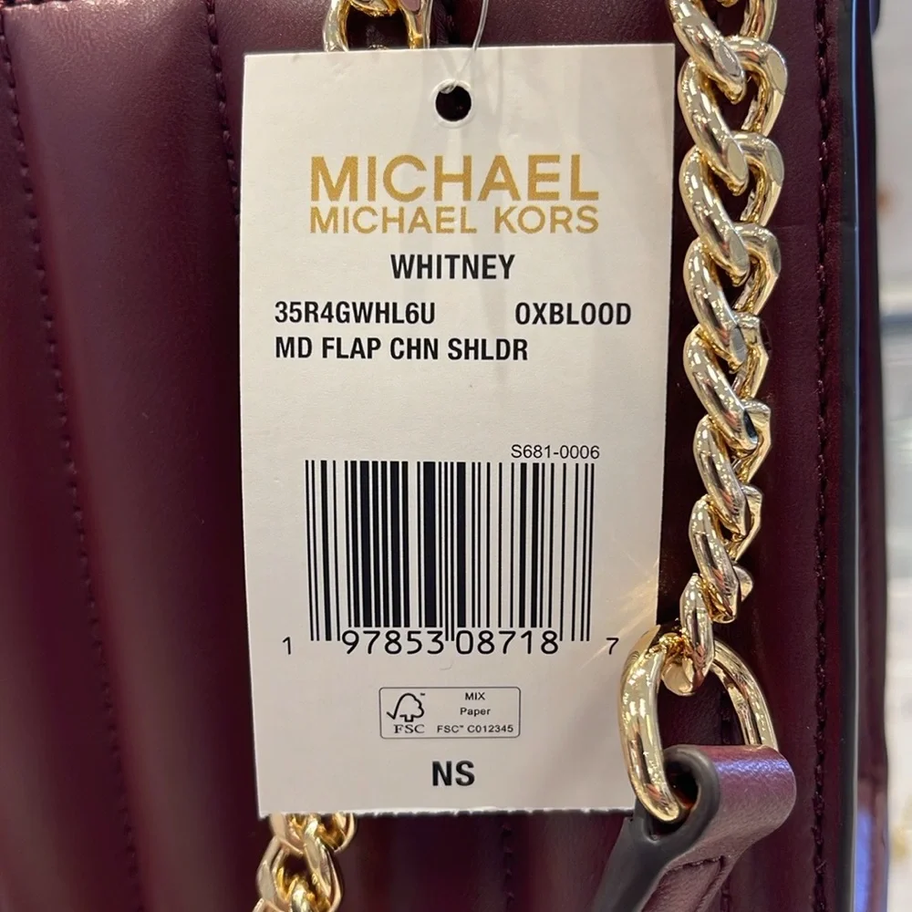 Michael Kors Burgundy Quilted Shoulder Bag - Picture 12 of 16